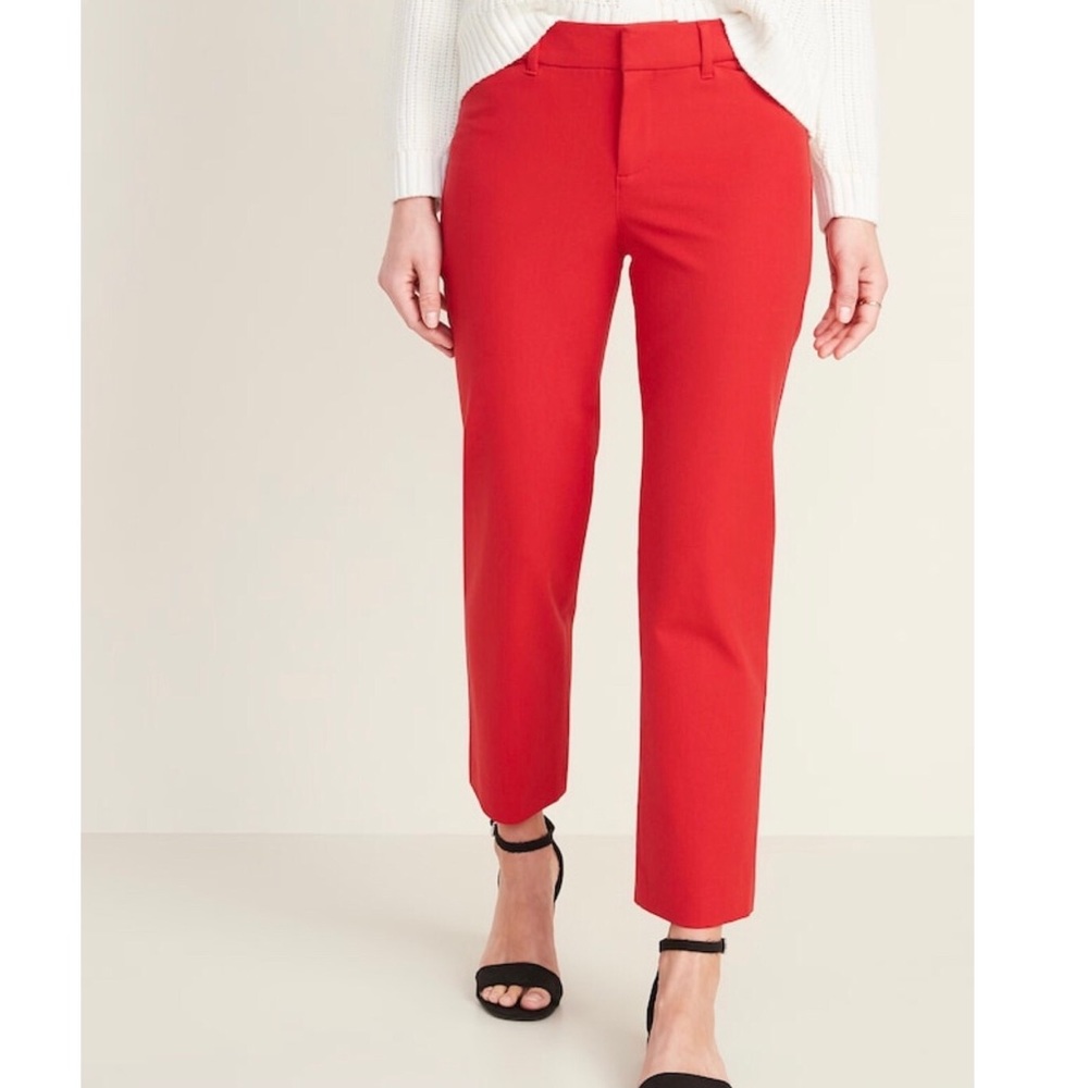 Zara Straight-leg  Ankle Red Pants